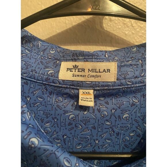 Peter Millar Mens XXL Summer Comfort Football Print Pattern All Over Blue - Picture 5 of 9